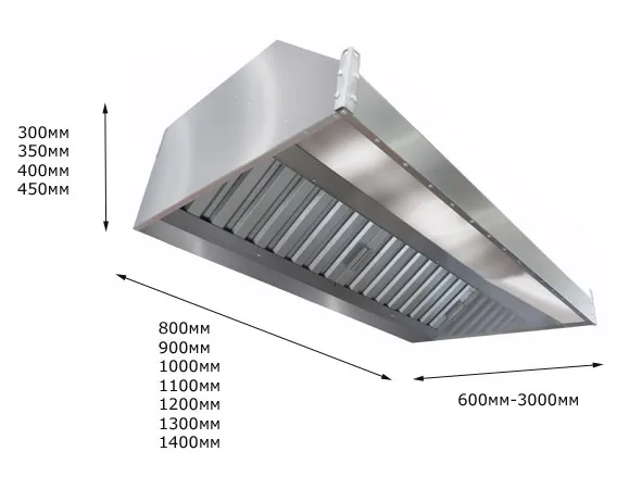 Зонт вытяжной пристенный Iterma ЗВП-1600*1000*350 2080 м3/час, нержавейка