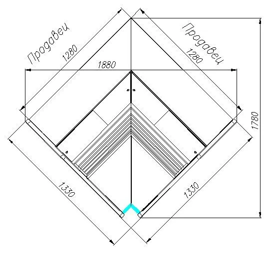 Витрина холодильная Carboma G120 VV-6 внутренний угол, динамика (3004)