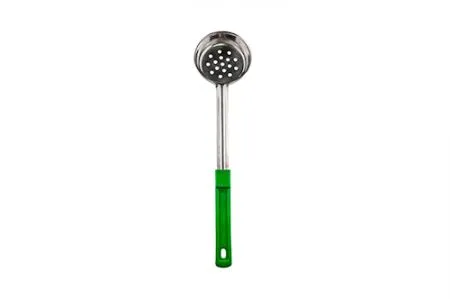 Половник MGsteel 67257 0,12л нерж. 27см d=8,6см плоское дно перф. с пласт. руч. зел.