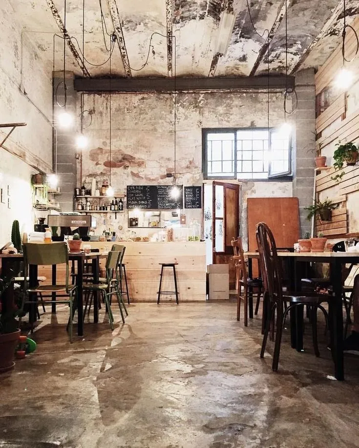 деревенский интерьер кофейни