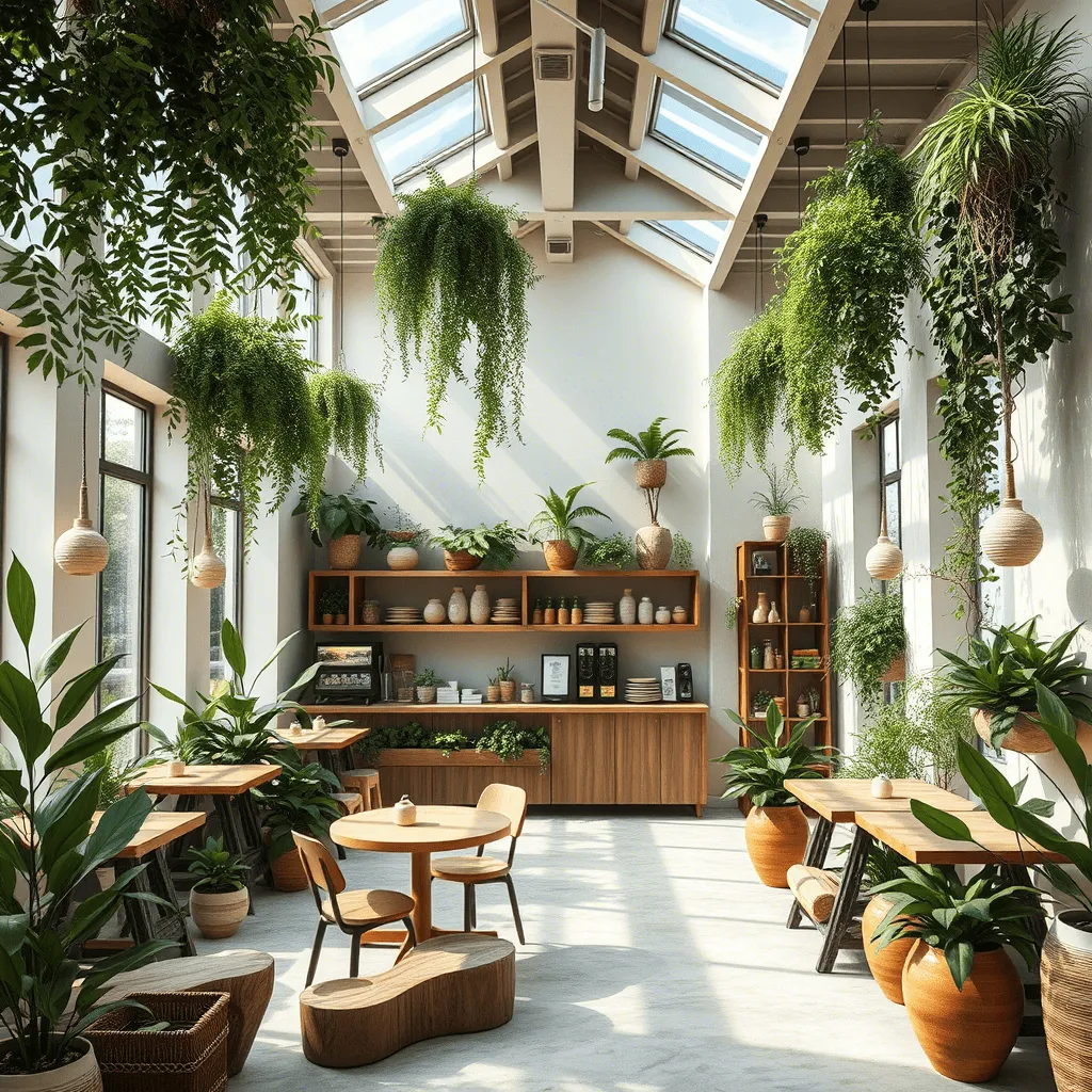 интерьер кофейни в природном стиле