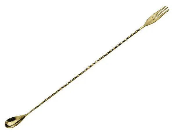 Ложка барная Lumian L0012 40см с вилочкой бронза нерж.