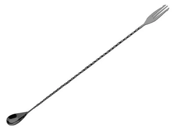 Ложка барная Lumian L0013 40см с вилочкой черная нерж.