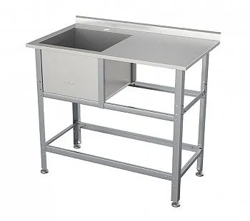 Ванна моечная со столом Атеси ВСМС-Б-1Л.530-1210.680-1-02 (ВМС-1/530 с бортом)