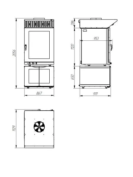 Зонт вытяжной встраиваемый Abat ЗВВ-10-6/4 для конвекционных печей типа КЭП-10