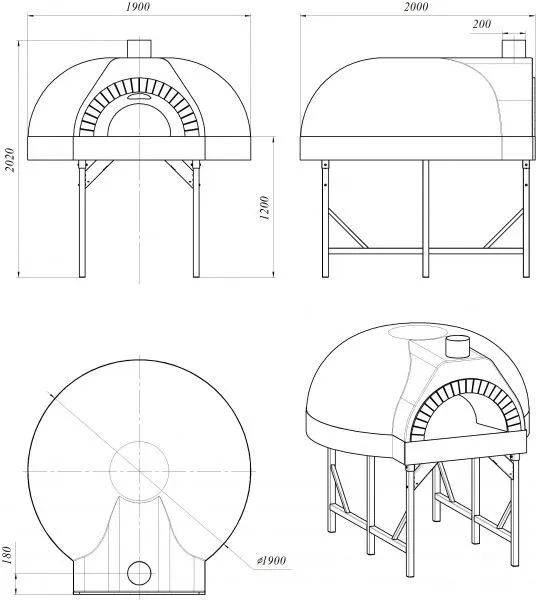 Печь для пиццы дровяная Жарушка i-140 Napoli в разобранном виде