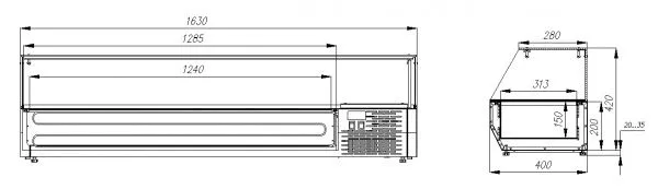 Витрина холодильная Полюс A40 SM 1,6-G 0430 (Carboma VT3v-G)