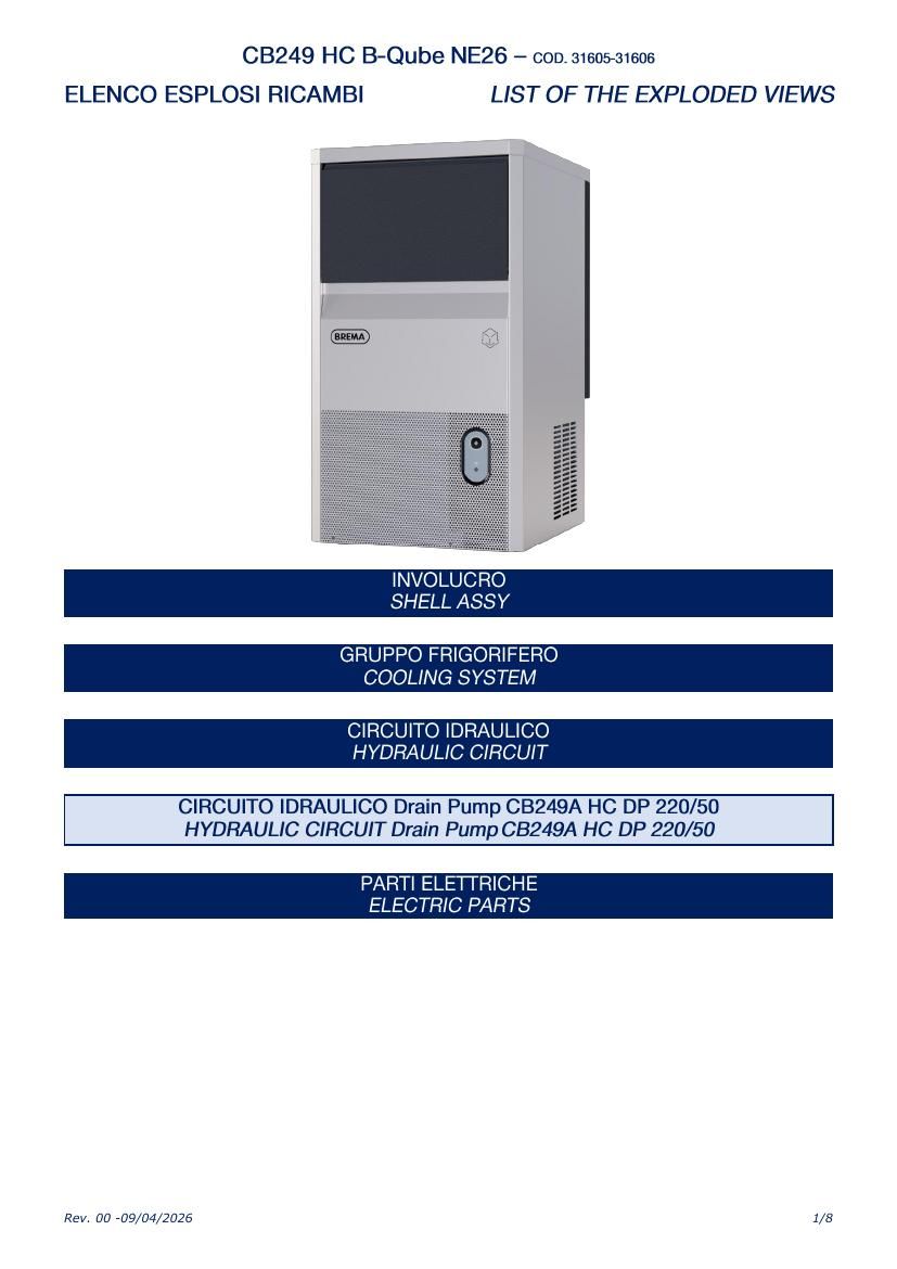 Деталировка Brema CB249 HC B-QUBE