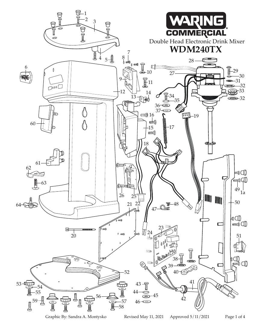Деталировка Waring WDM240TXE