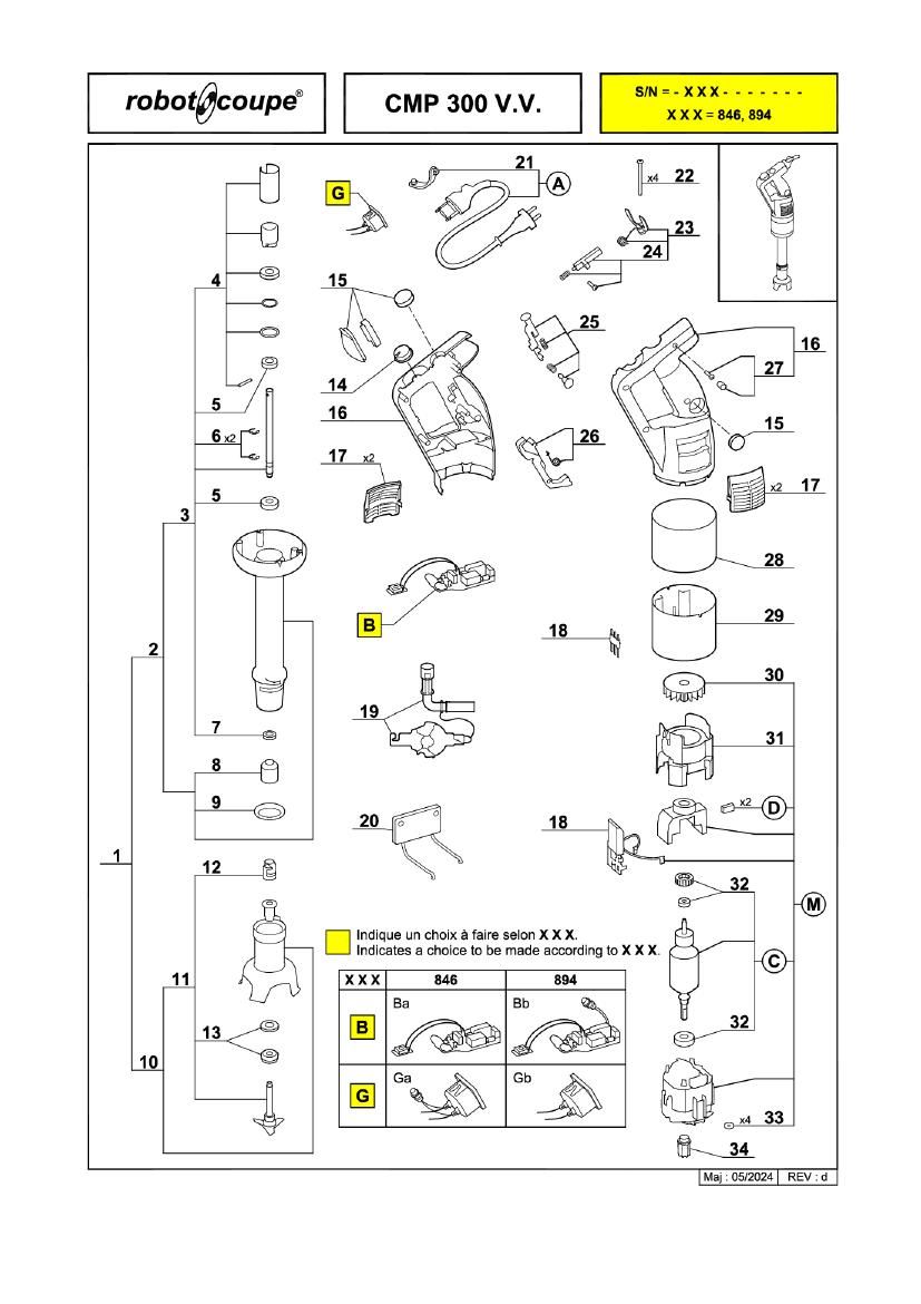 Деталировка Robot Coupe CMP300 34230B