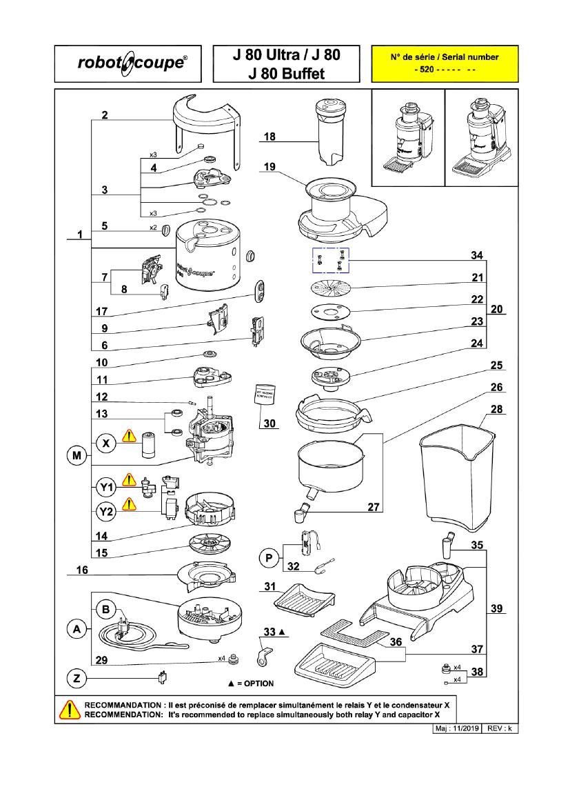 Деталировка Robot Coupe J80 56000A