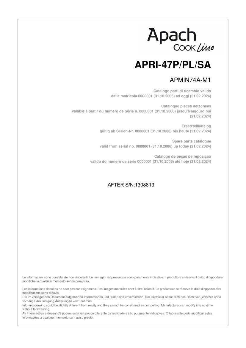Деталировка Apach Cook Line APRI-47P/PL