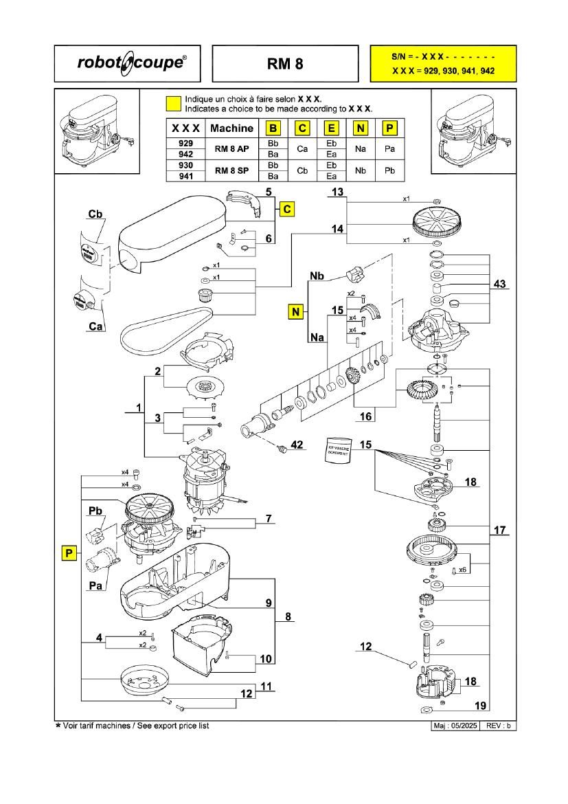 Деталировка Robot Coupe RM8 26230D
