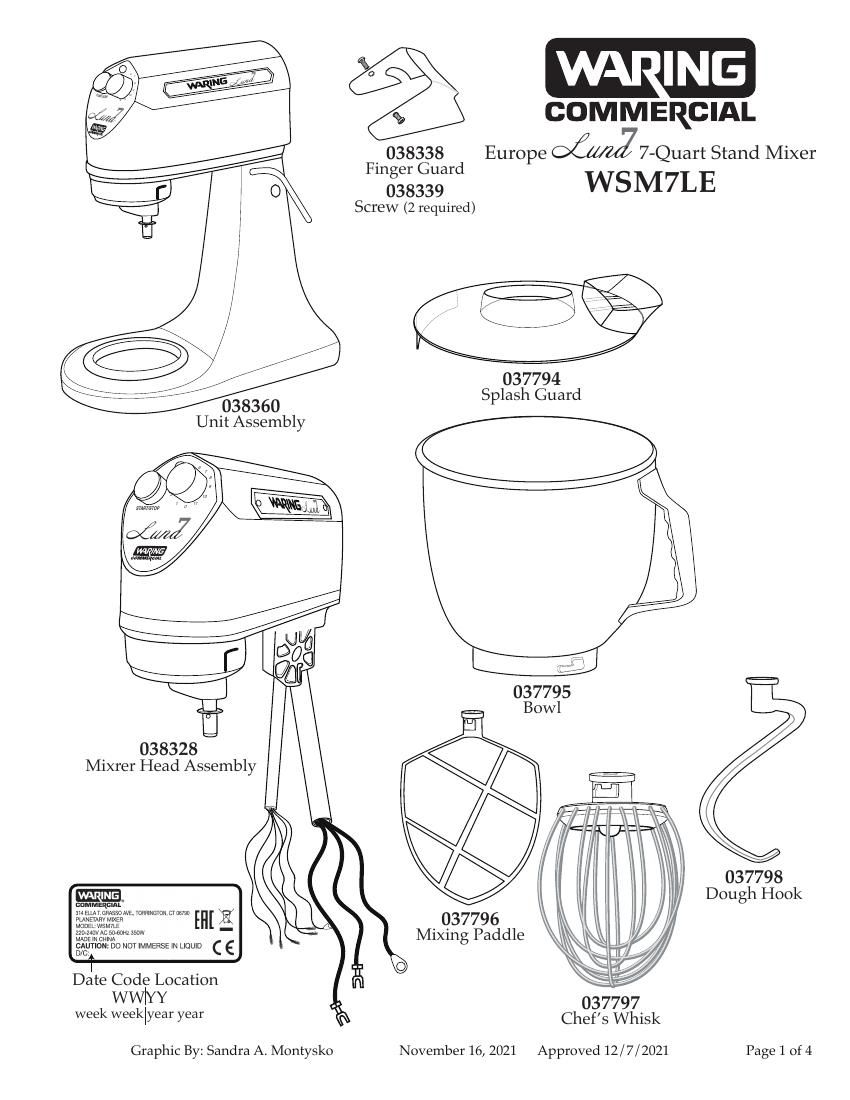 Деталировка Waring WSM7LE