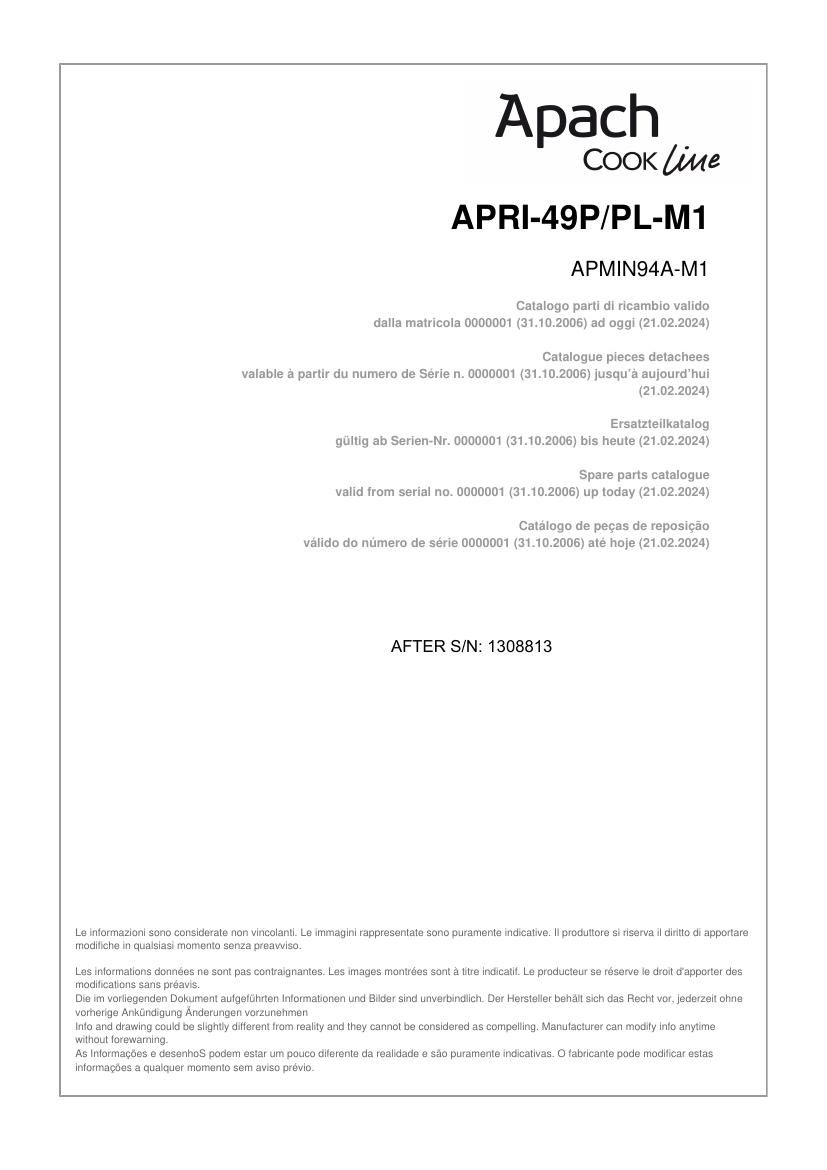 Деталировка Apach Cook Line APRI-49P/PL