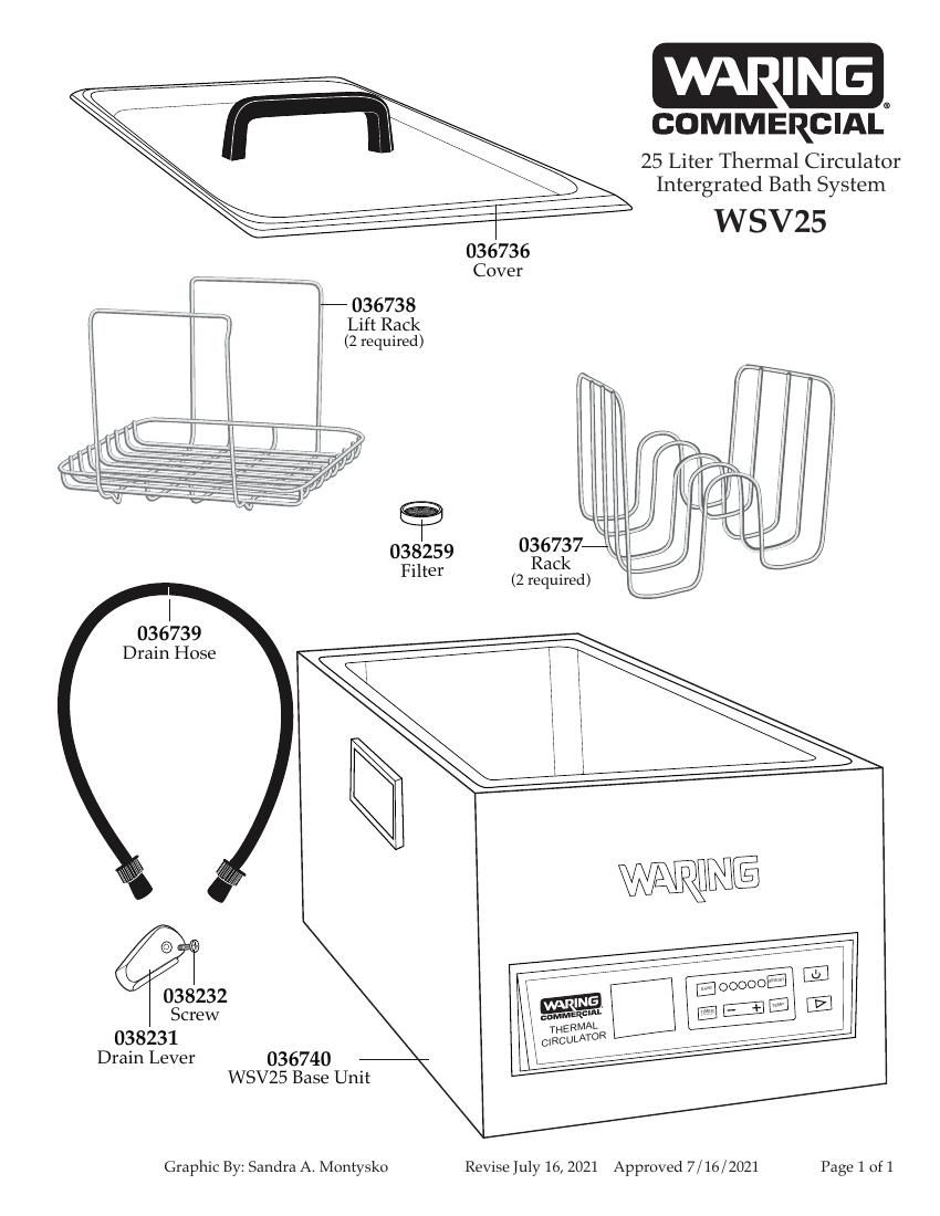 Деталировка Waring WSV16E