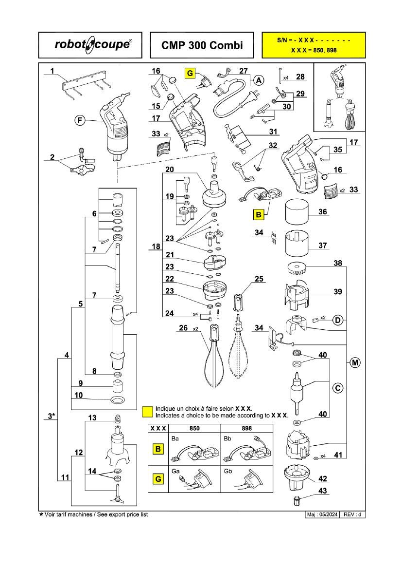 Деталировка Robot Coupe CMP300COMBI 34310B