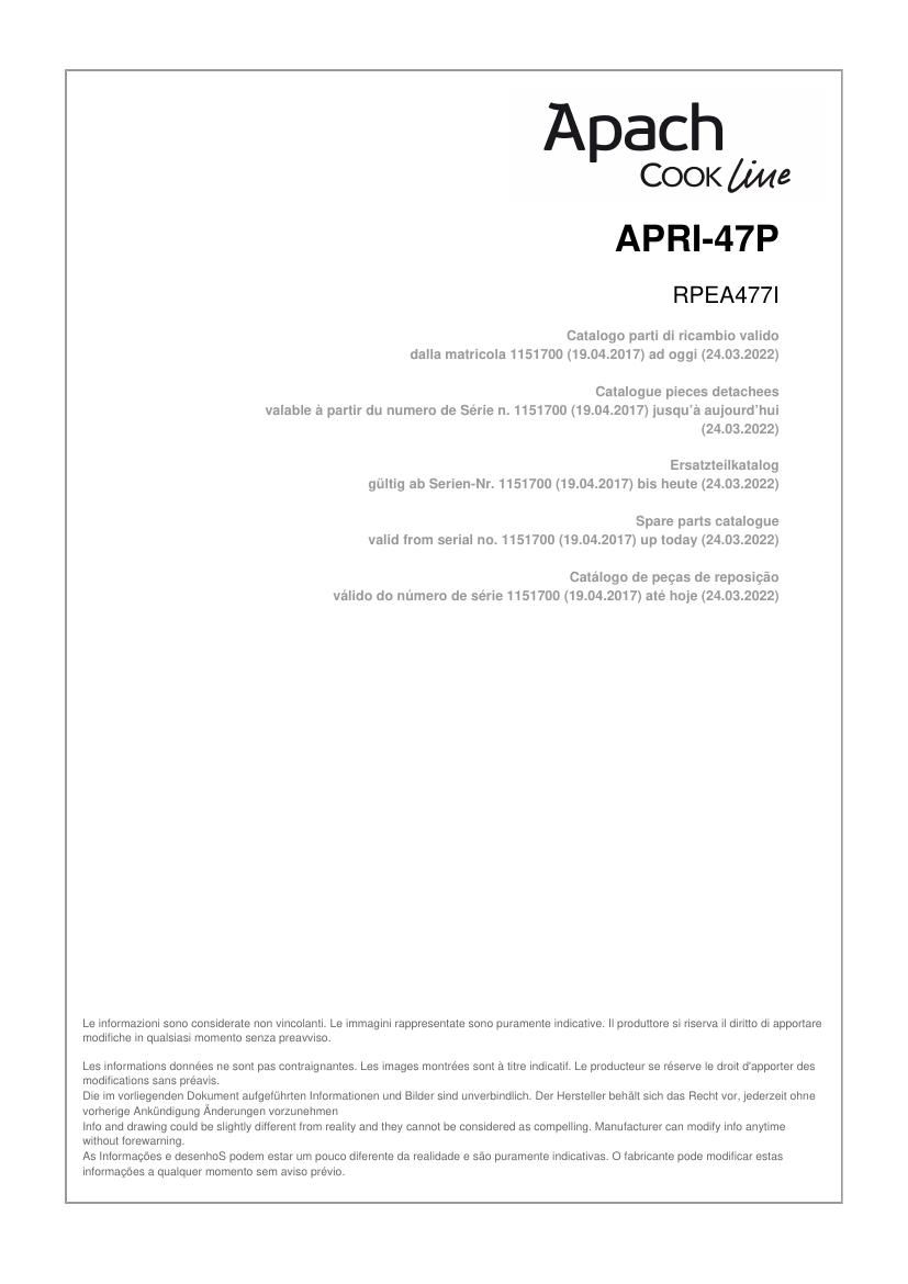 Деталировка Apach Cook Line APRI-47T