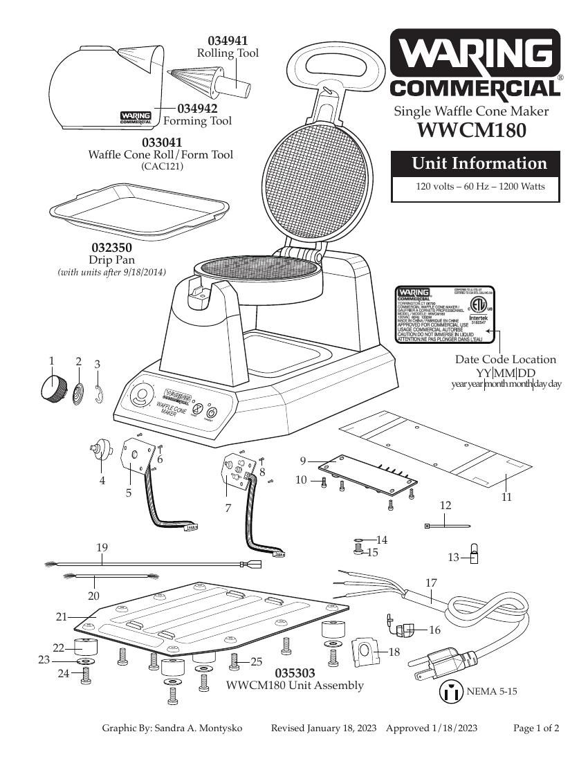 Деталировка Waring WWCM180E