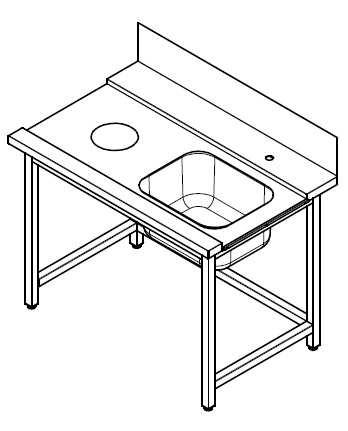 Стол для посудомоечной машины Vortmax СПМП-1200/770-п