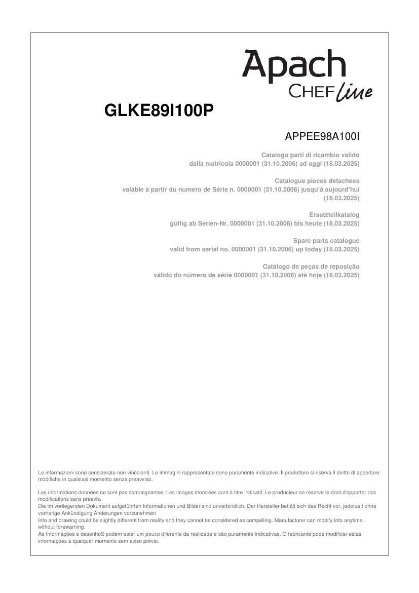 Деталировка Apach Chef Line GLKE89I100P