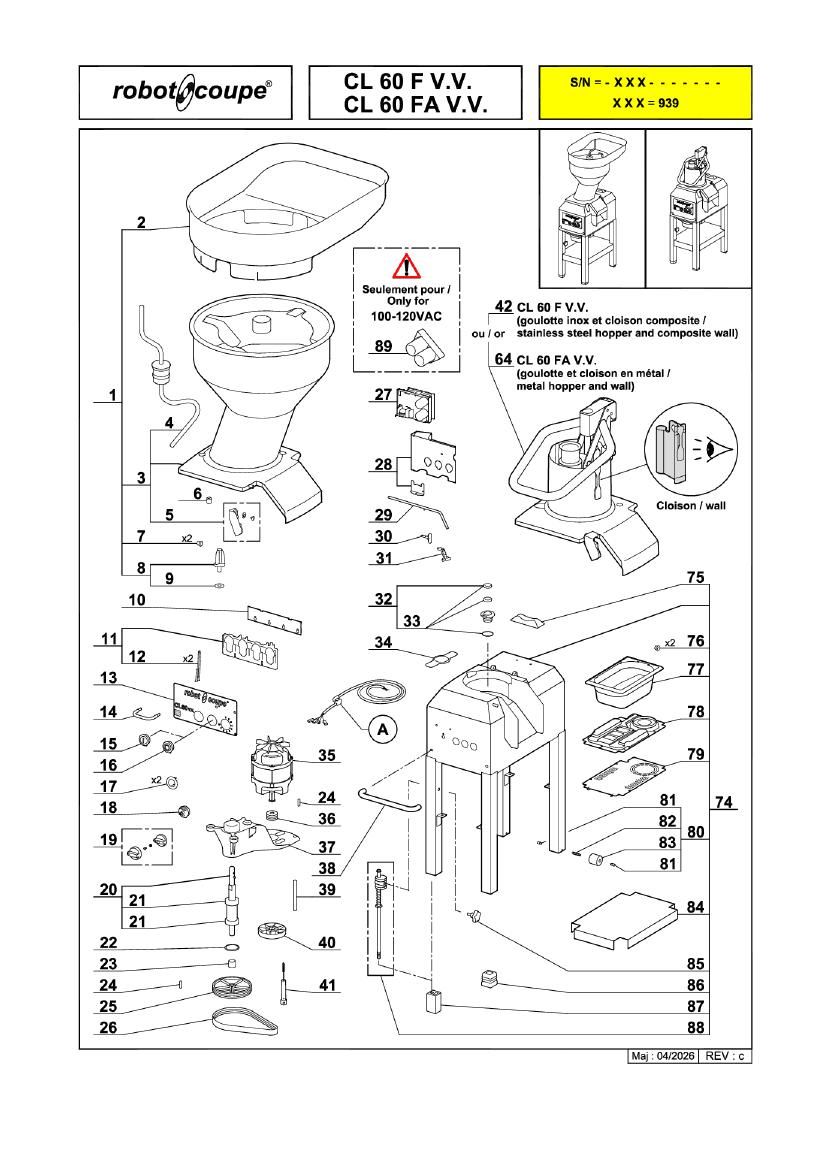 Деталировка Robot Coupe CL60F 2317F