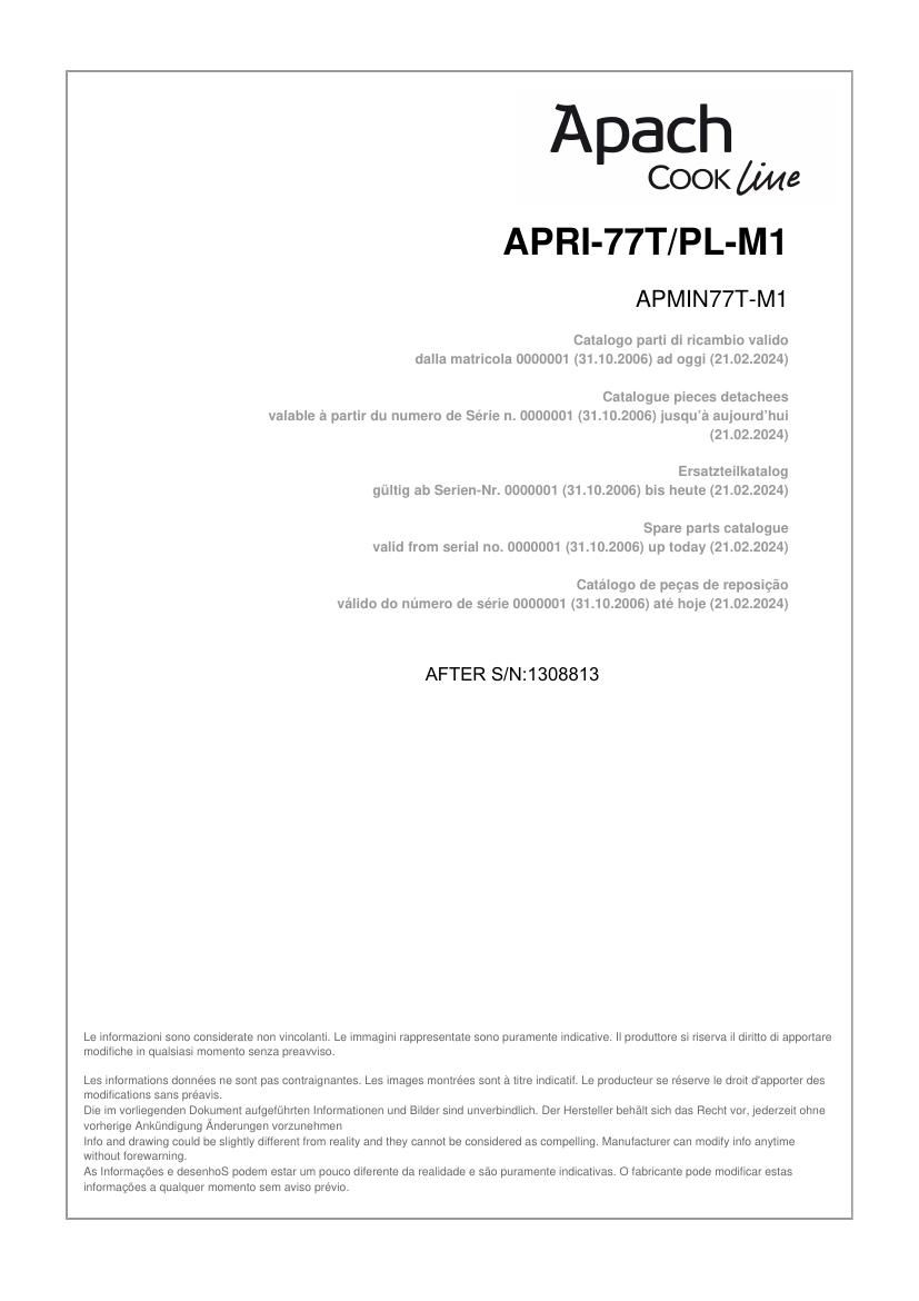Деталировка Apach Cook Line APRI-77T/PL