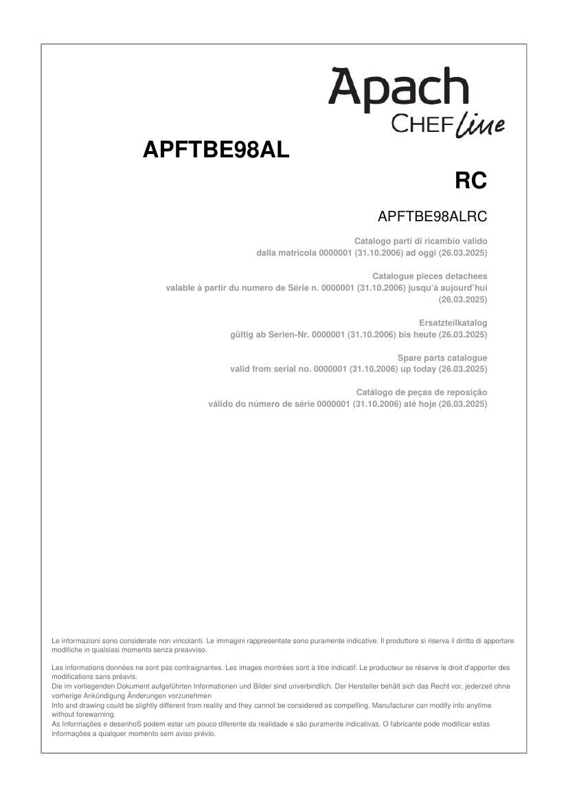 Деталировка Apach Chef Line GLFTE89LCOSP