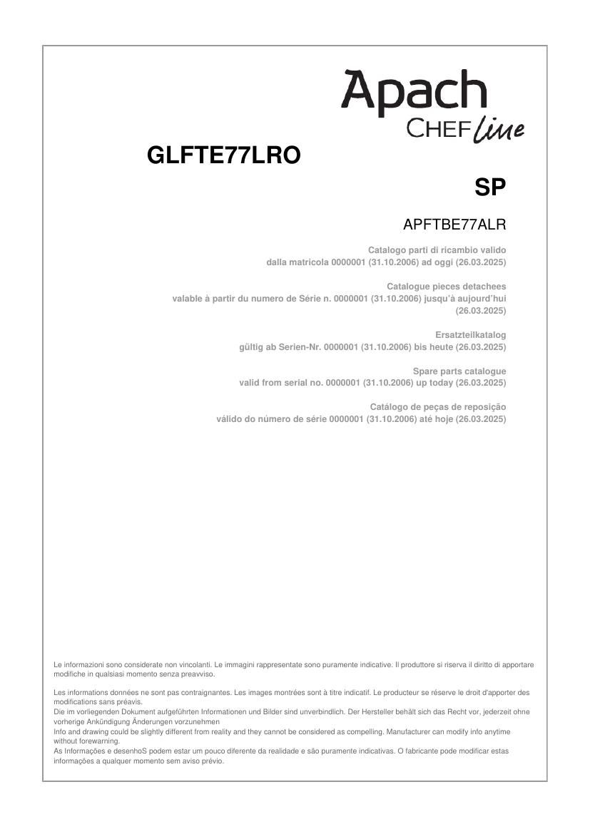 Деталировка Apach Chef Line GLFTE77ROSP