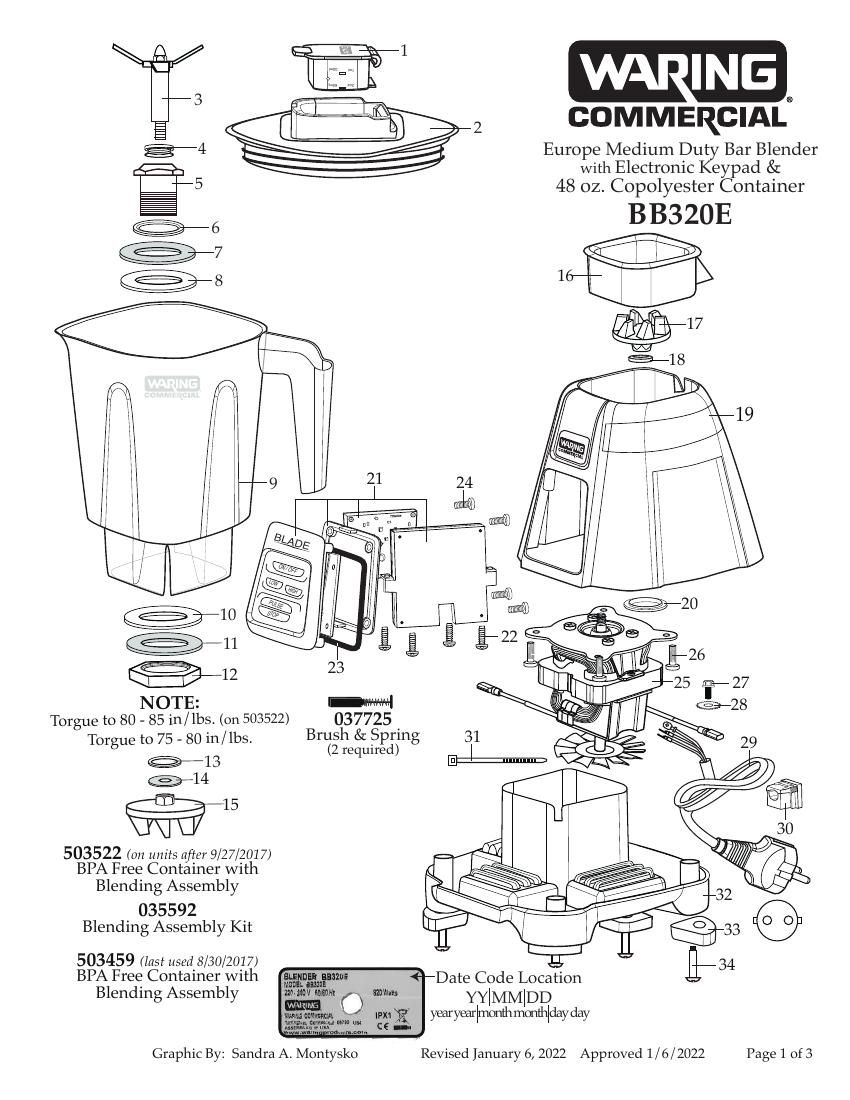 Деталировка Waring BB320E
