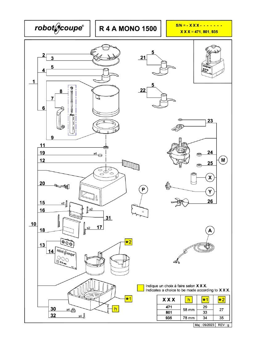 Деталировка Robot Coupe R4-1500 22430