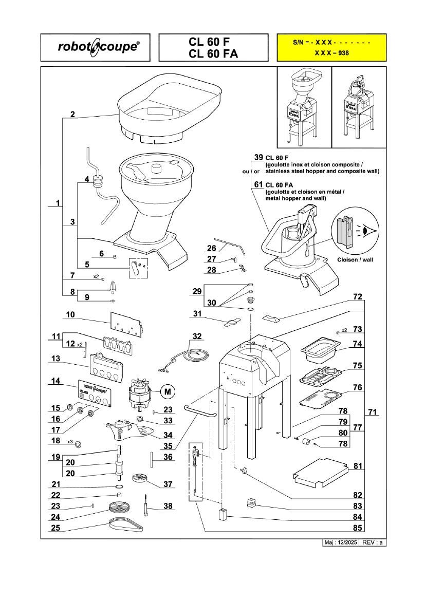 Деталировка Robot Coupe CL60F 2319F