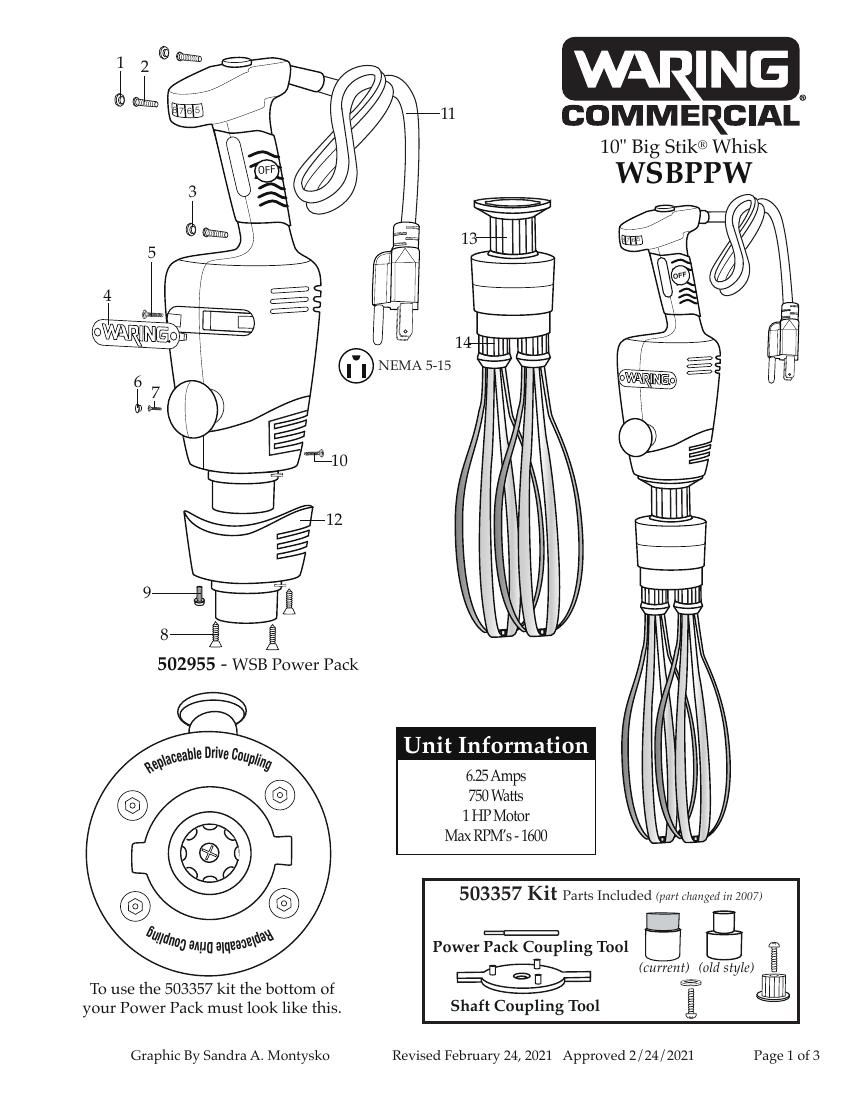 Деталировка Waring WSBPPWCE
