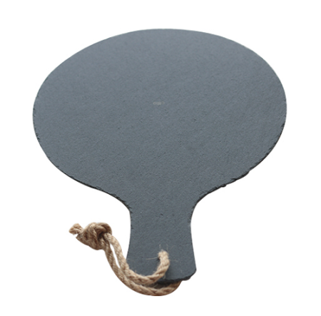 Блюдо для подачи MGprof d=25см h=0,8см черное сланец с ручкой