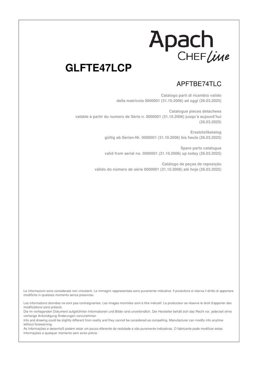 Деталировка Apach Chef Line GLFTE47LCOSP