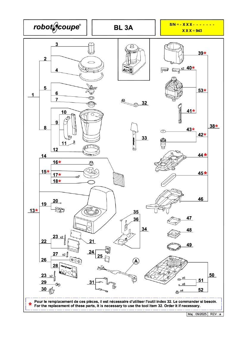 Деталировка Robot Coupe BL3 47010A
