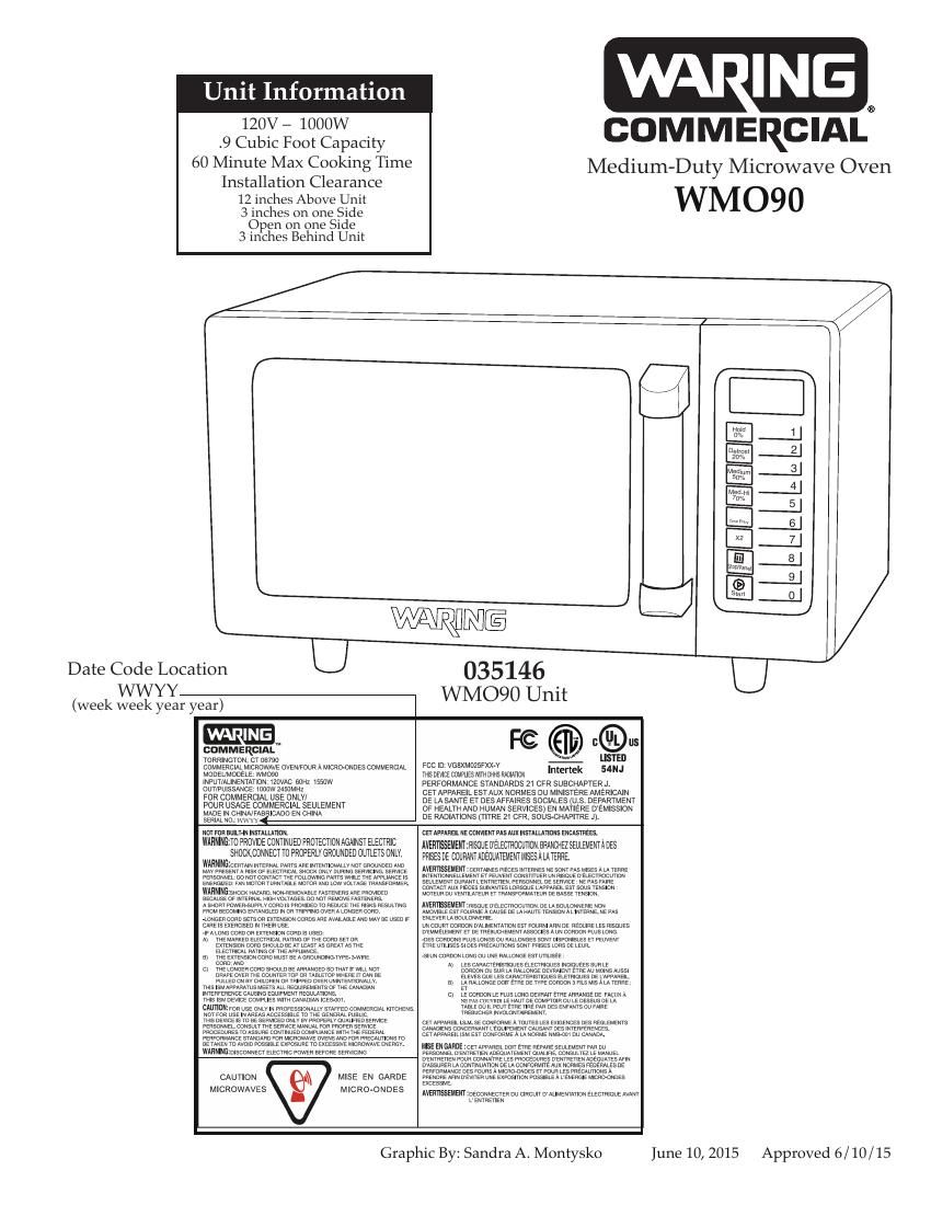 Деталировка Waring WMO90E
