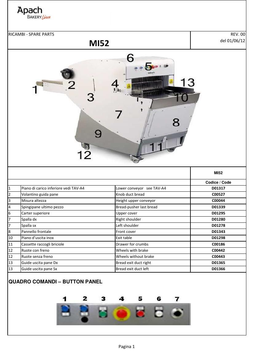 Деталировка Apach Bakery Line MI52 10ММ