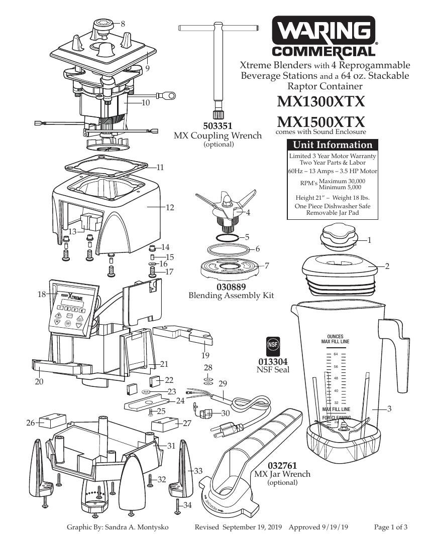 Деталировка Waring MX1500XTPSEE