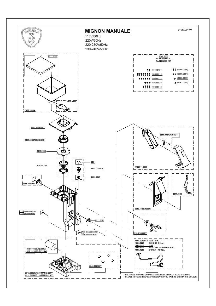 Деталировка Eureka Mignon Manuale (2021)
