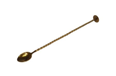 Ложка барная MGsteel 61909 с плоской кнопкой 25см нерж. золотая