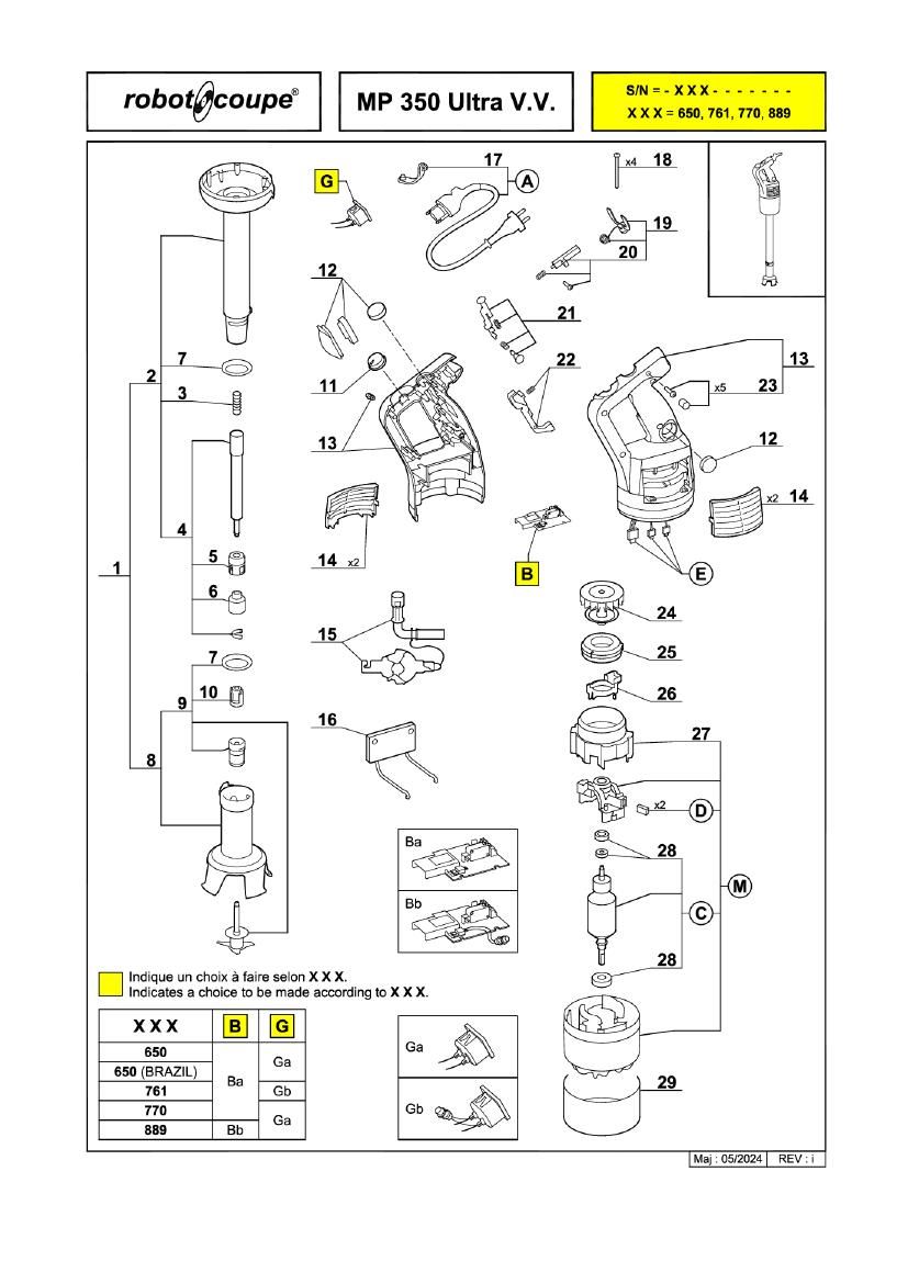 Деталировка Robot Coupe MP350 34840L