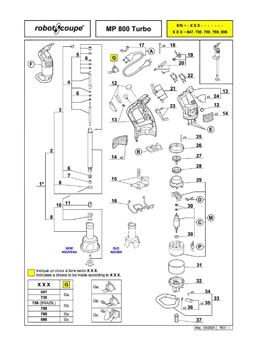 Деталировка Robot Coupe MP800T 34890L