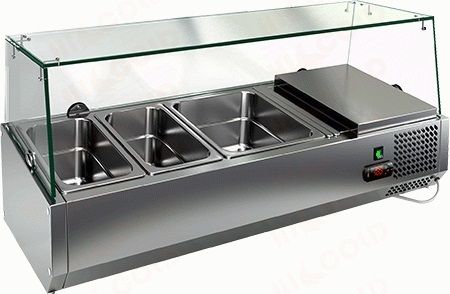 Настольная витрина к столу для пиццы Hicold VRTG 6 к PZ3 (со стеклом)