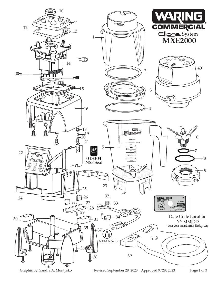 Деталировка Waring MXE2000E
