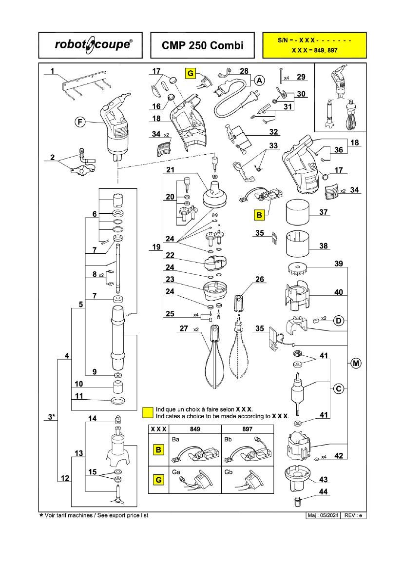 Деталировка Robot Coupe CMP250 34300B