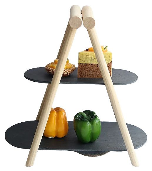 Этажерка MGprof 2-х ярусная h=37см овальная черная сланец