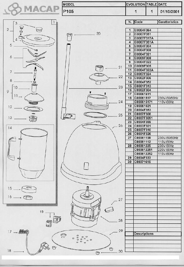 Деталировка Macap P105