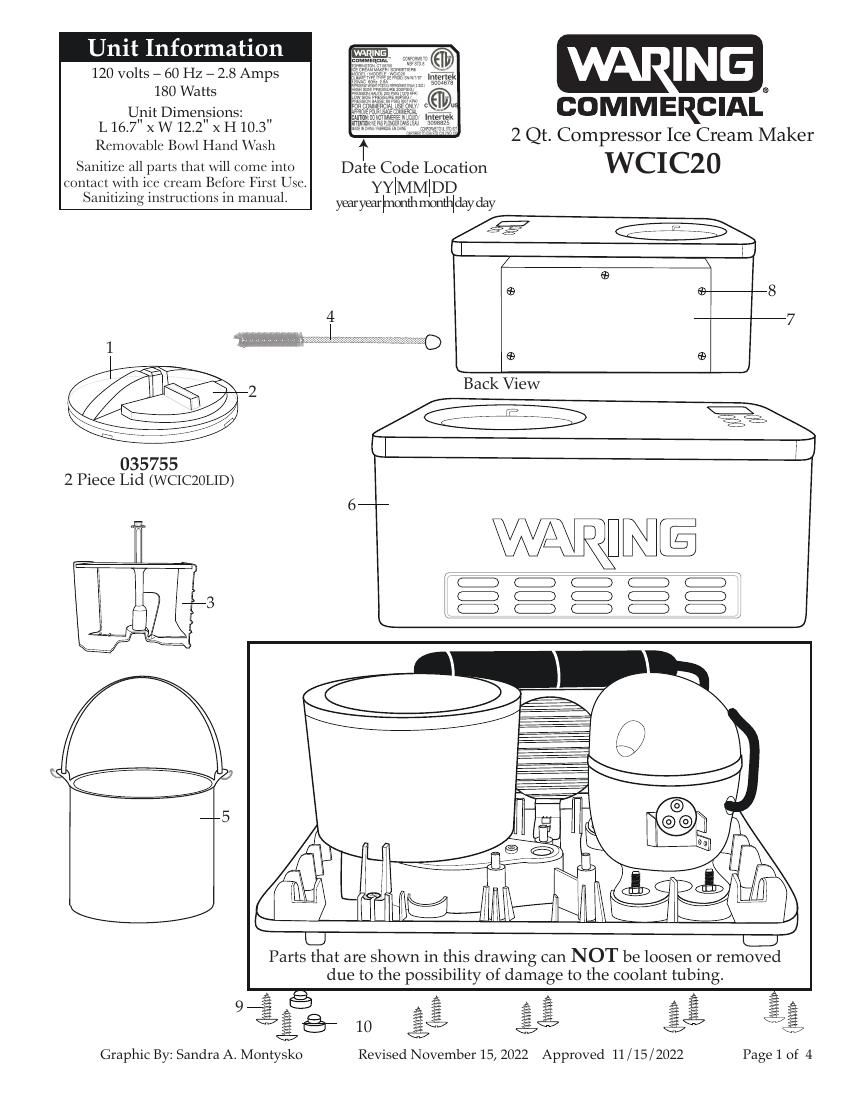 Деталировка Waring WCIC20E