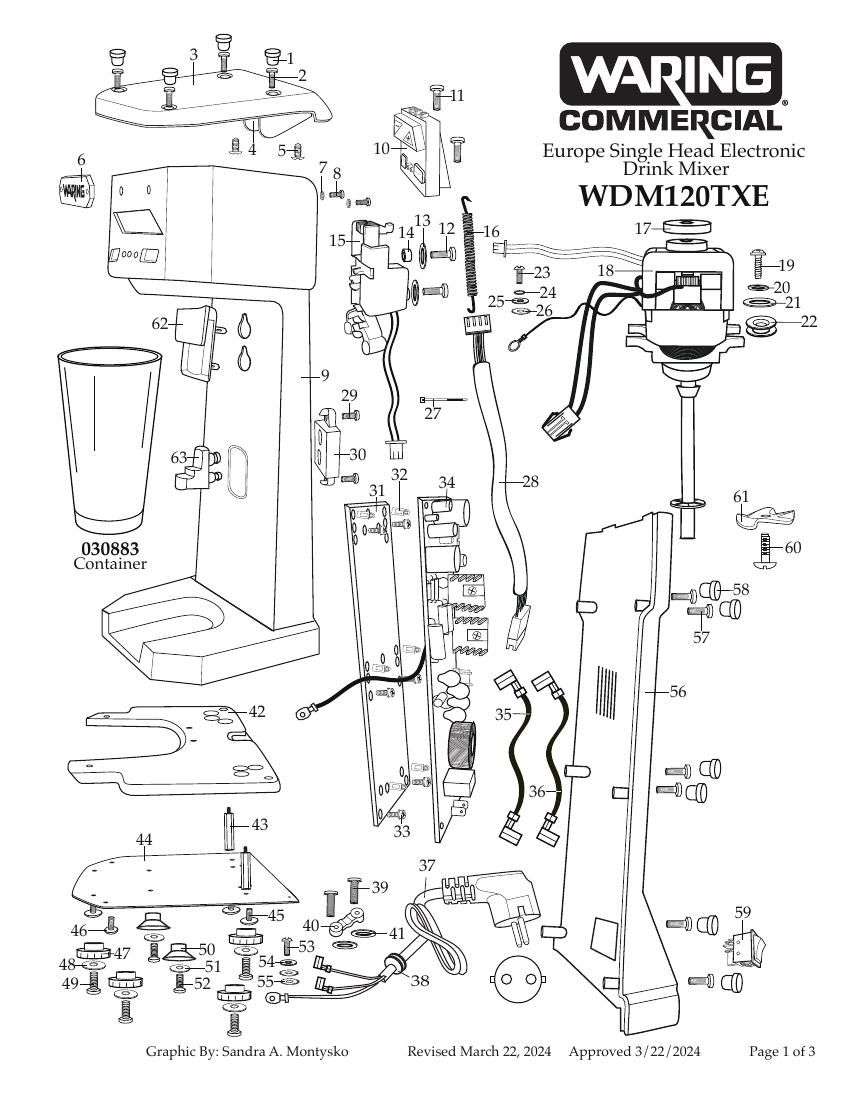 Деталировка Waring WDM120TXE